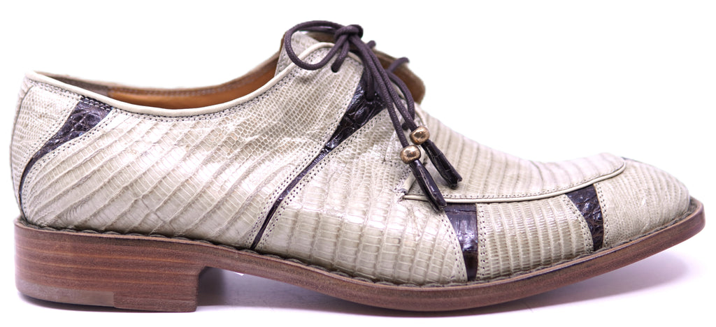 Genuine Beige Lizard & Brown Crocodile Dress Shoe image 0
