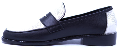 Black Leather & White Leather Loafer 10-US Men's image 1