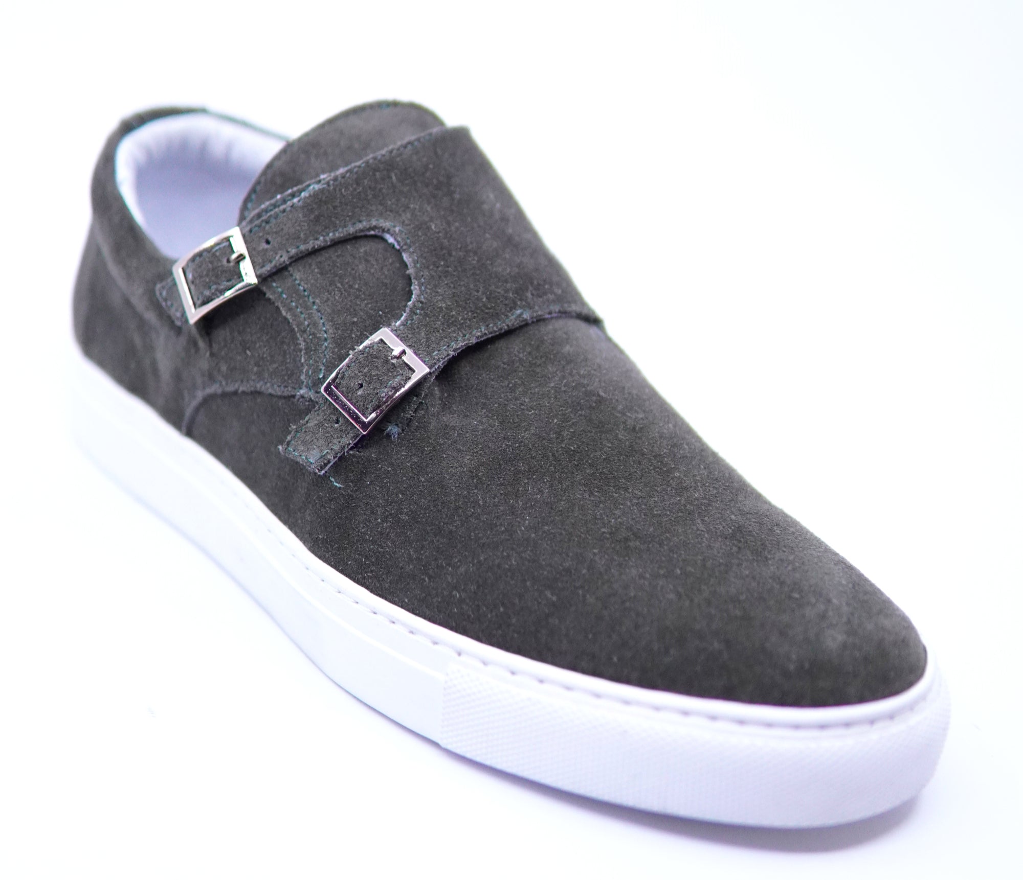 Olive Green Suede Monk Strap Sneaker US 8 image 1