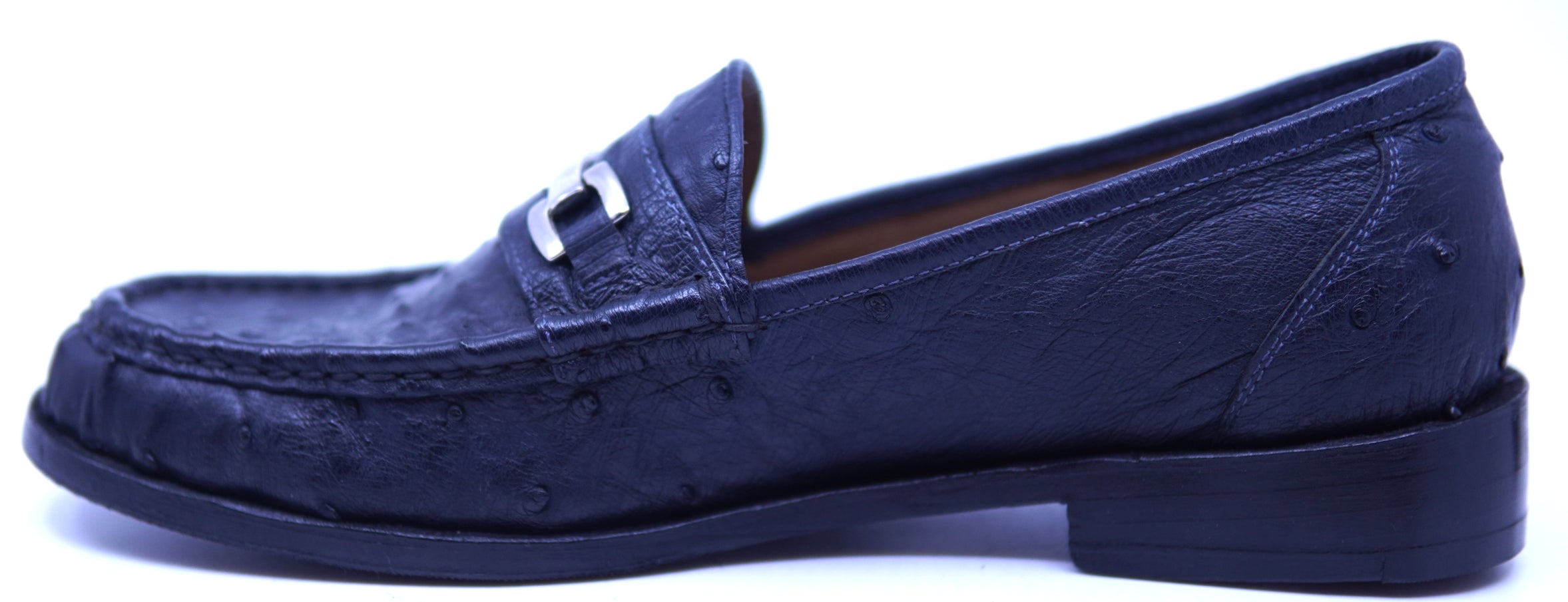 Full Dark Navy Blue Ostrich Loafer image 1