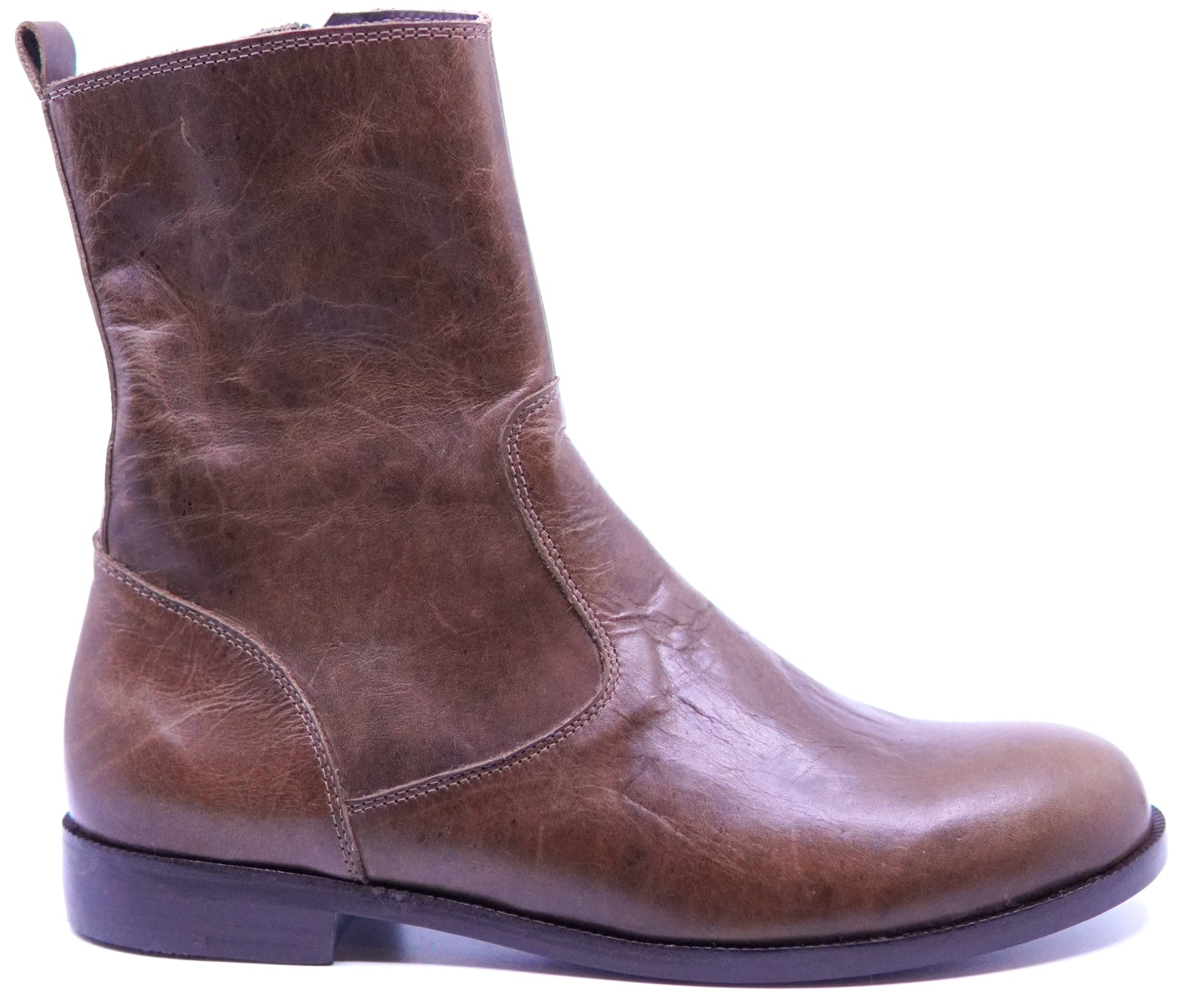 Brown Leather Zipper Boots image 0