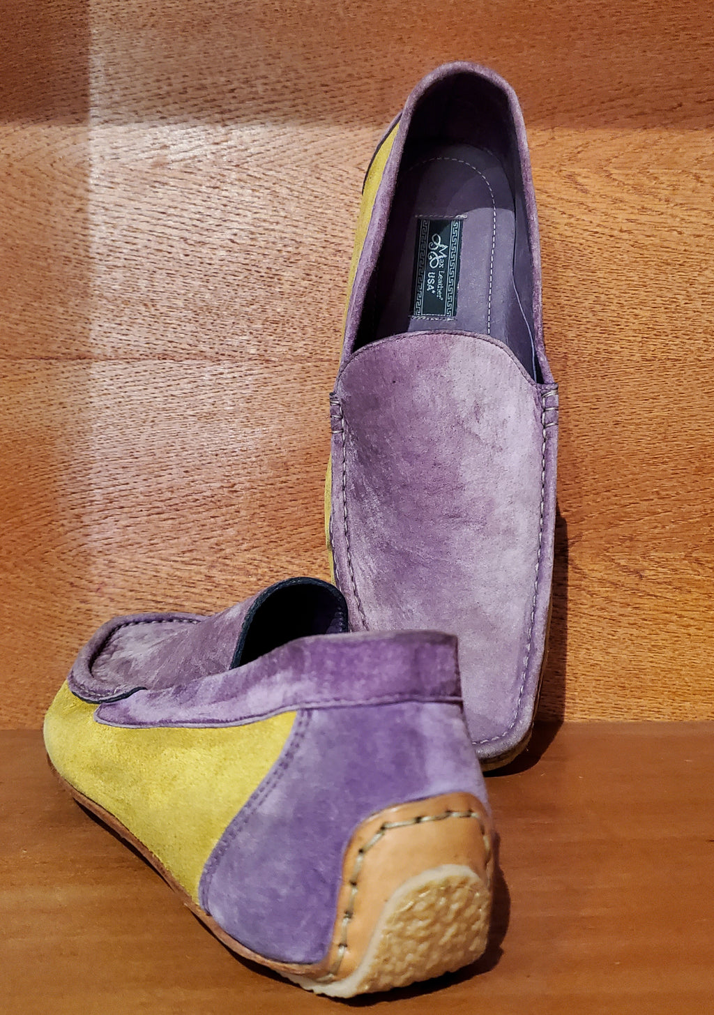 Purple and Yellow Suede Driving Shoes US Men's 11 image 2