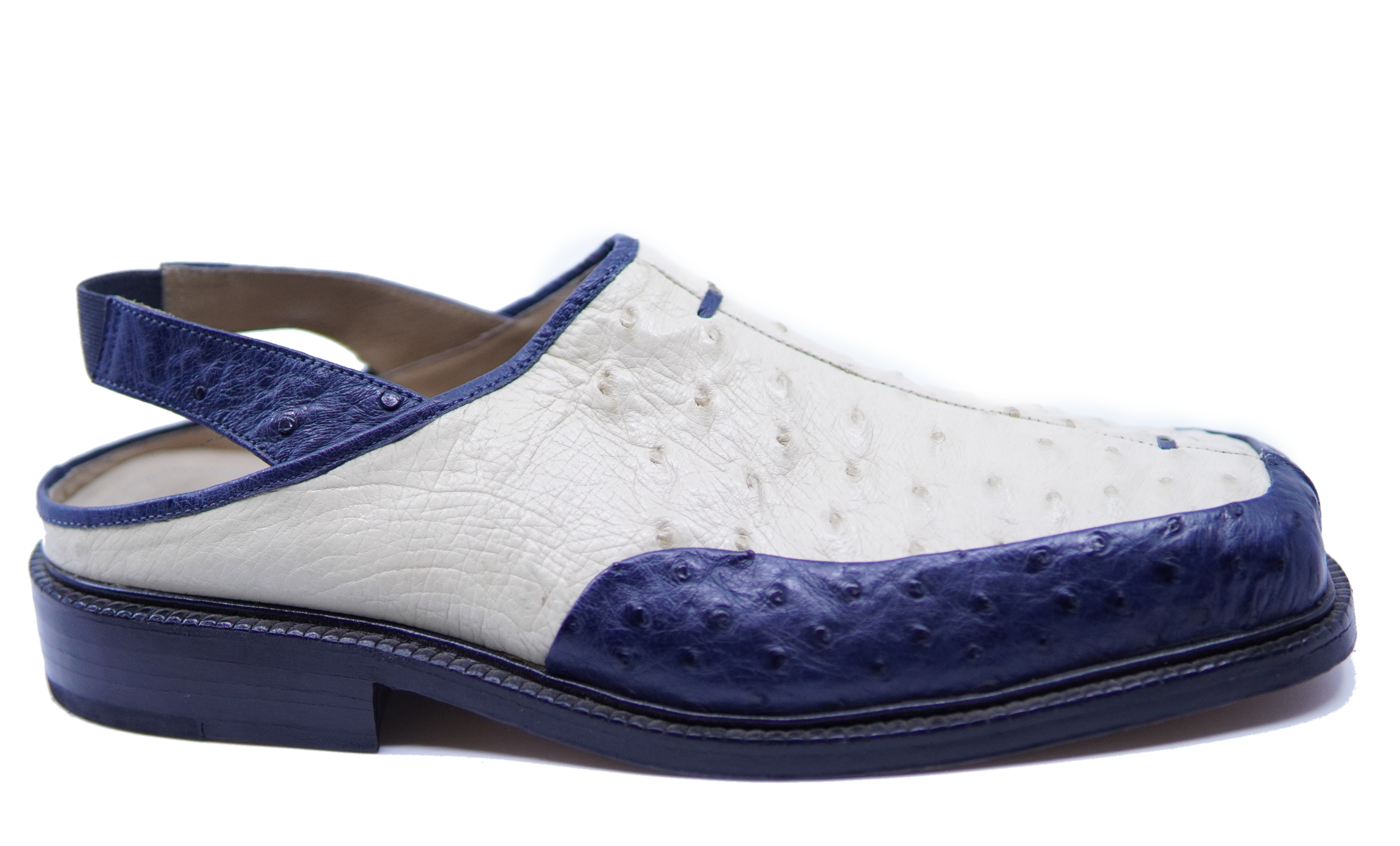 Beige & Navy Ostrich Sandal US 11 image 0