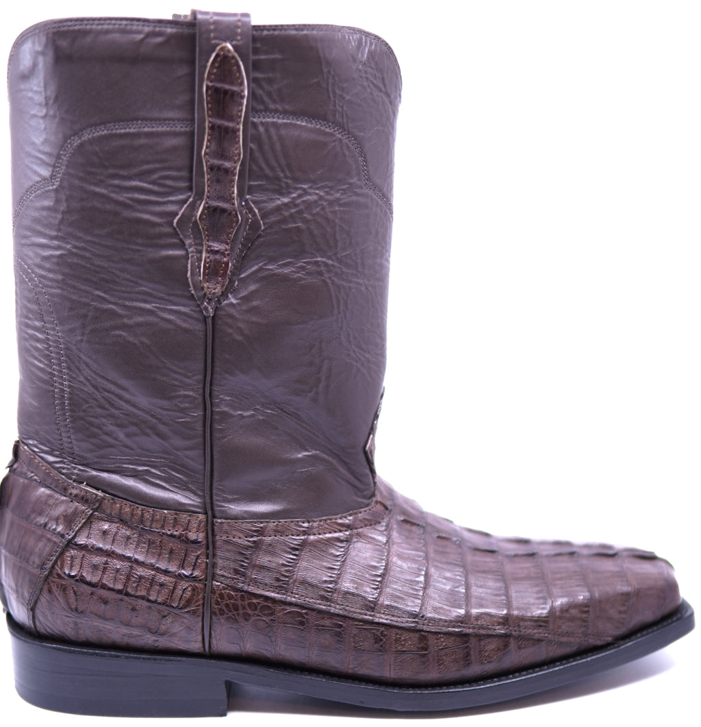 Brown Caiman Tail Roper Boots image 0