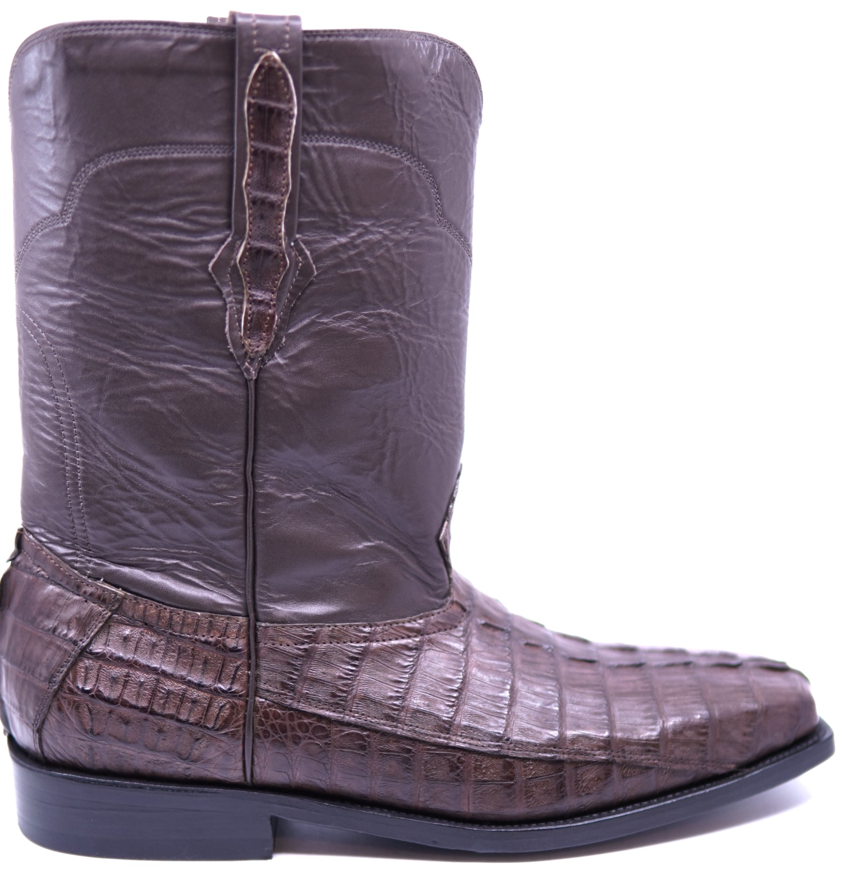 Brown Caiman Tail Roper Boots image 0