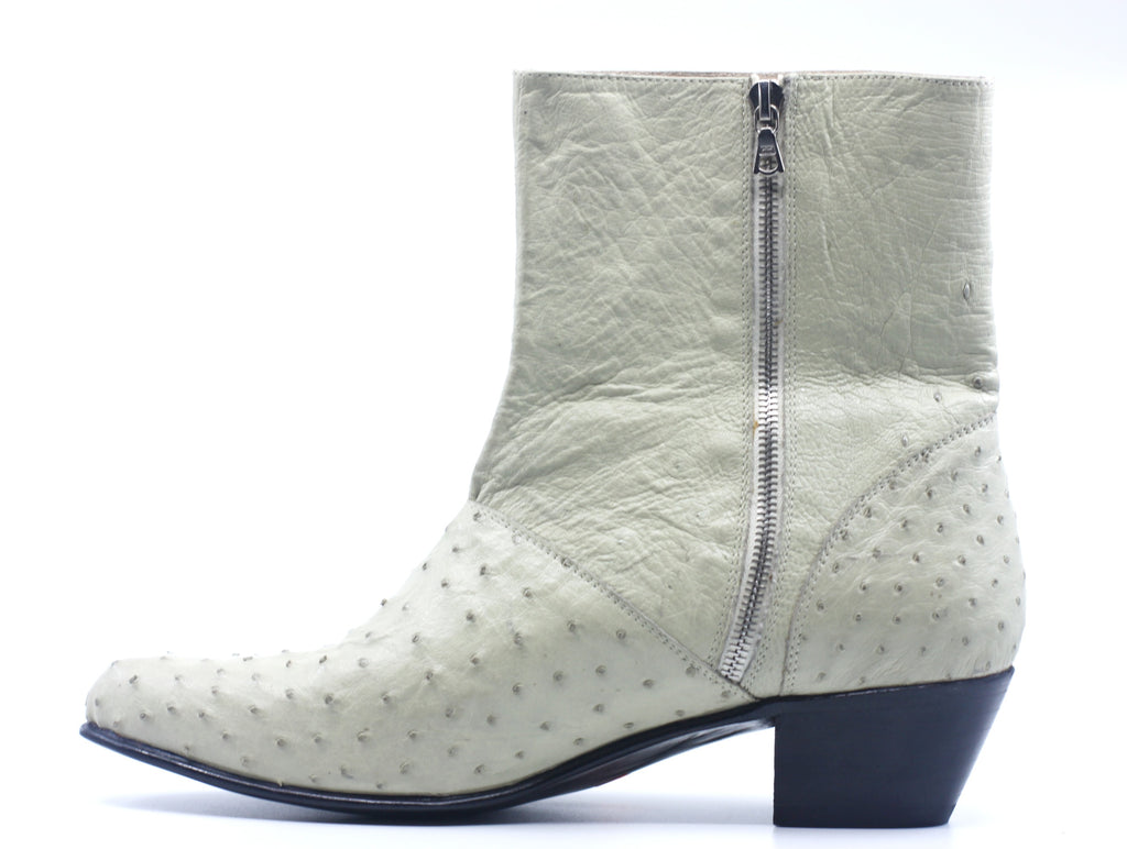 Winter White Ostrich Botin US 10.5 image 2