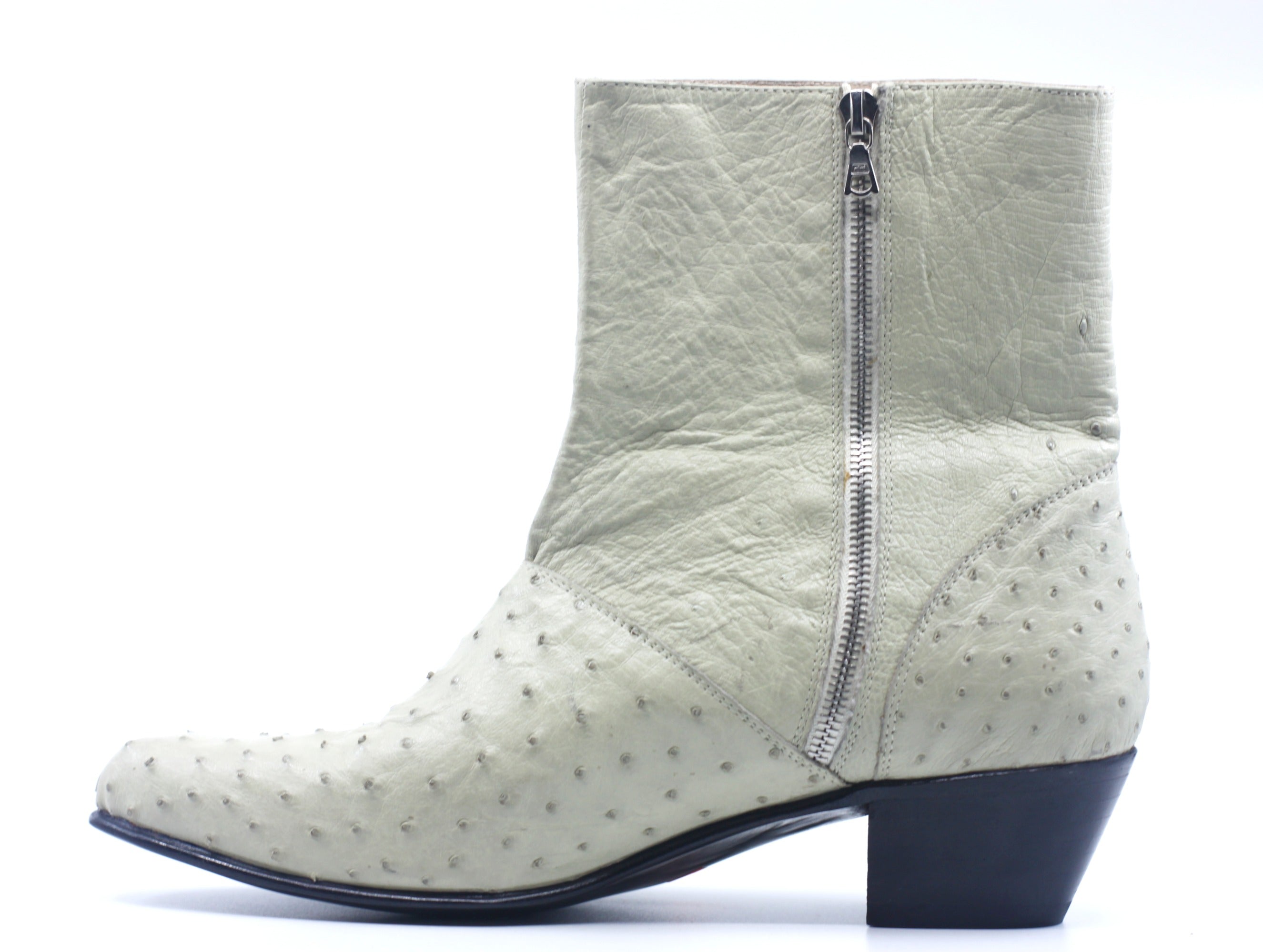 Winter White Ostrich Botin US 10.5 image 2