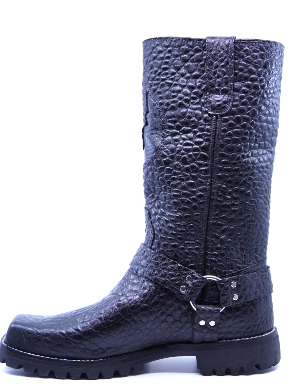 Textured Leather Motorcycle Boots US 10 image 2