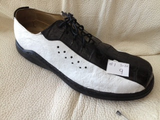 Black & White Ostrich Tennis Shoe image 0