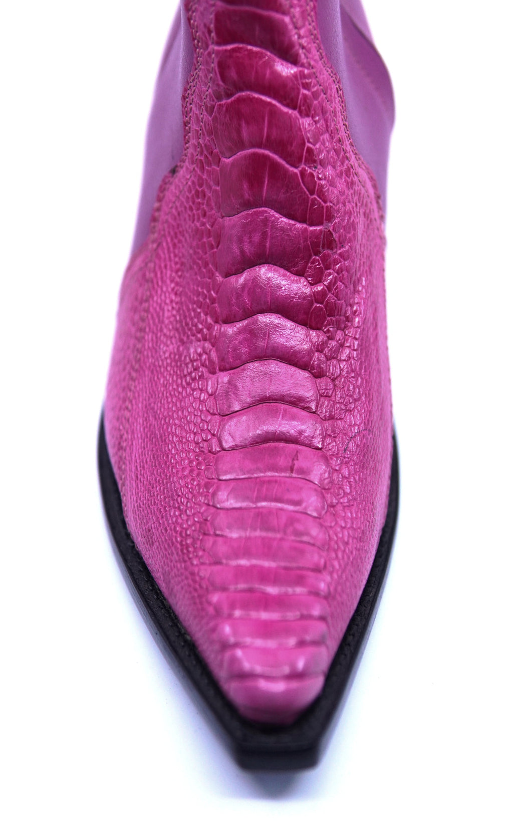 Pink Ostrich and Leather Short Boot US Women's 7.5 image 1