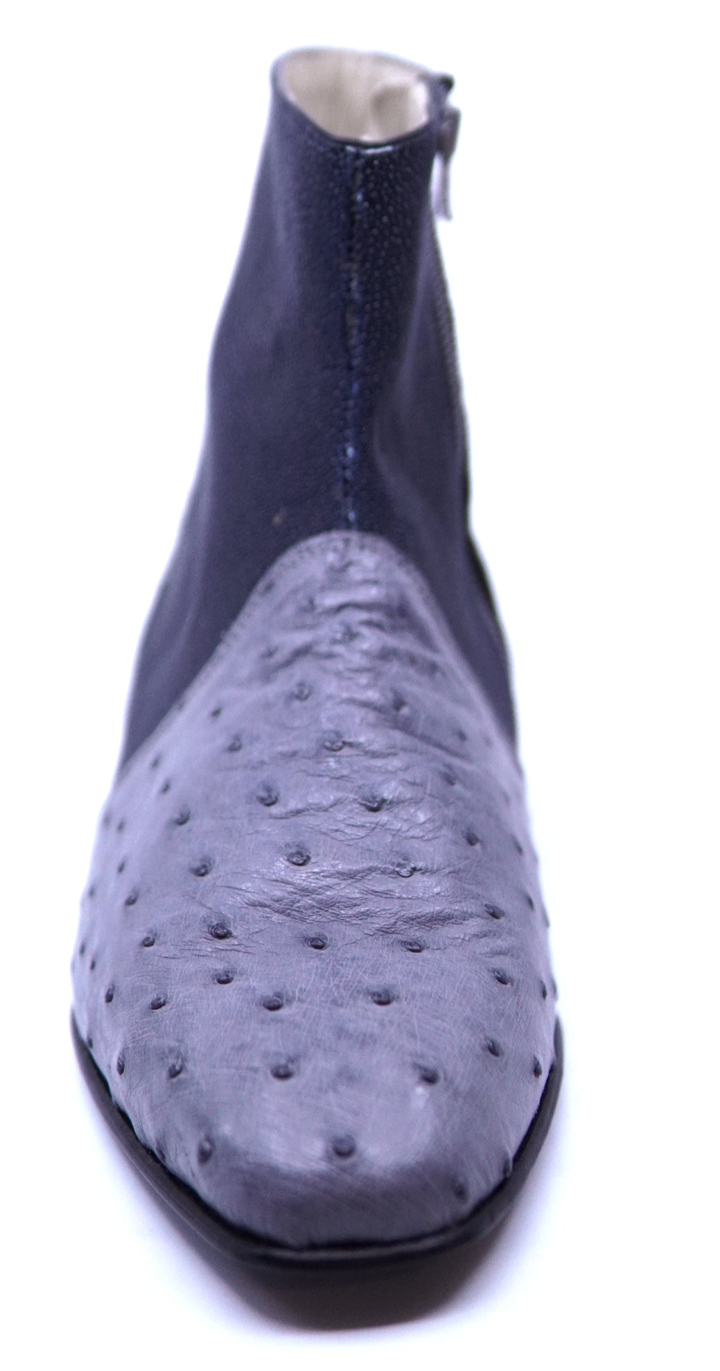 Navy Blue Stingray & Gray Ostrich Botin image 3