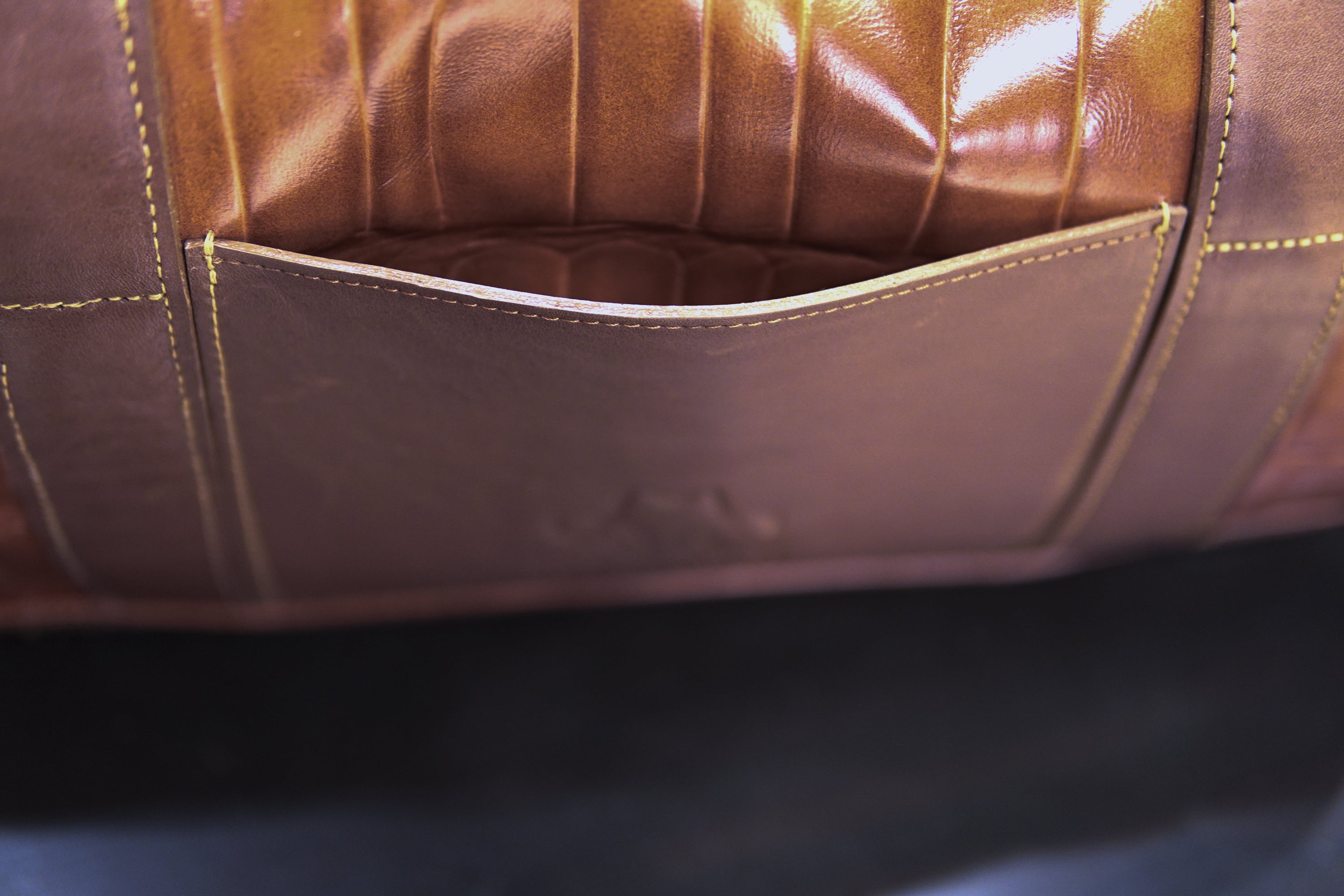 Cognac Alligator Print & Brown Leather Duffle Bag image 6