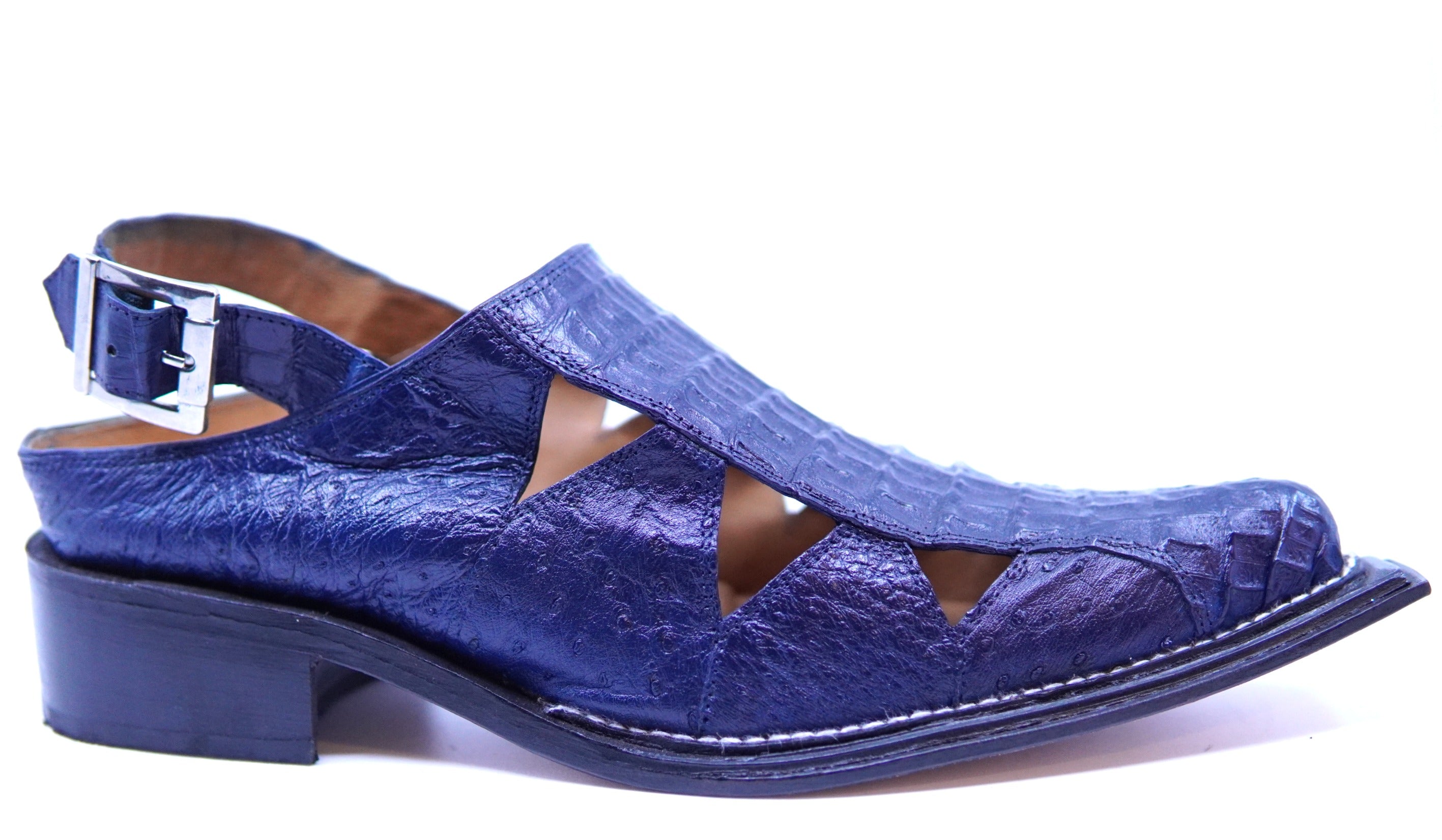 Navy Crocodile & Ostrich Sandal US 12.5 image 0