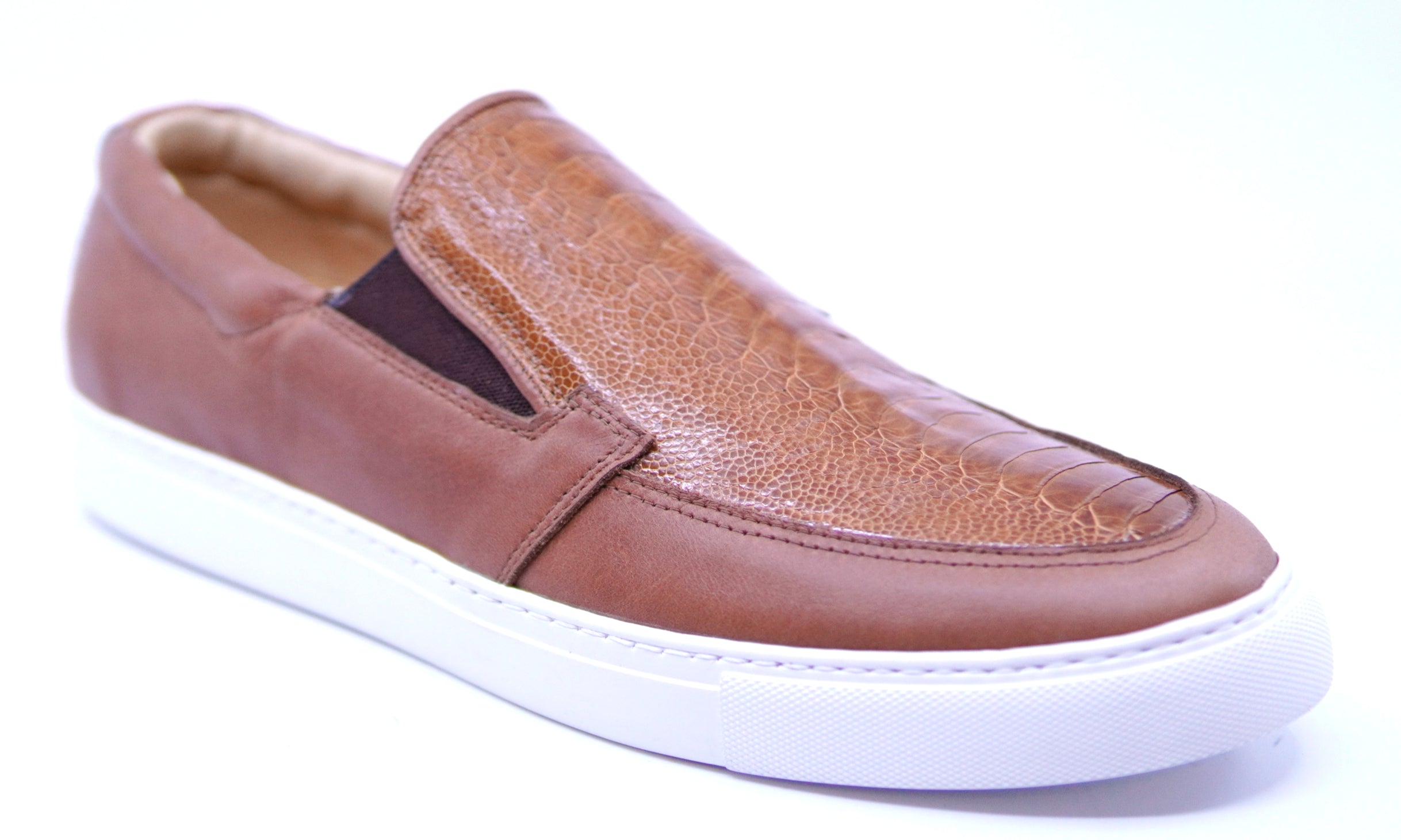 Cognac Ostrich Leg Slip-On US Men's 9.5 image 1