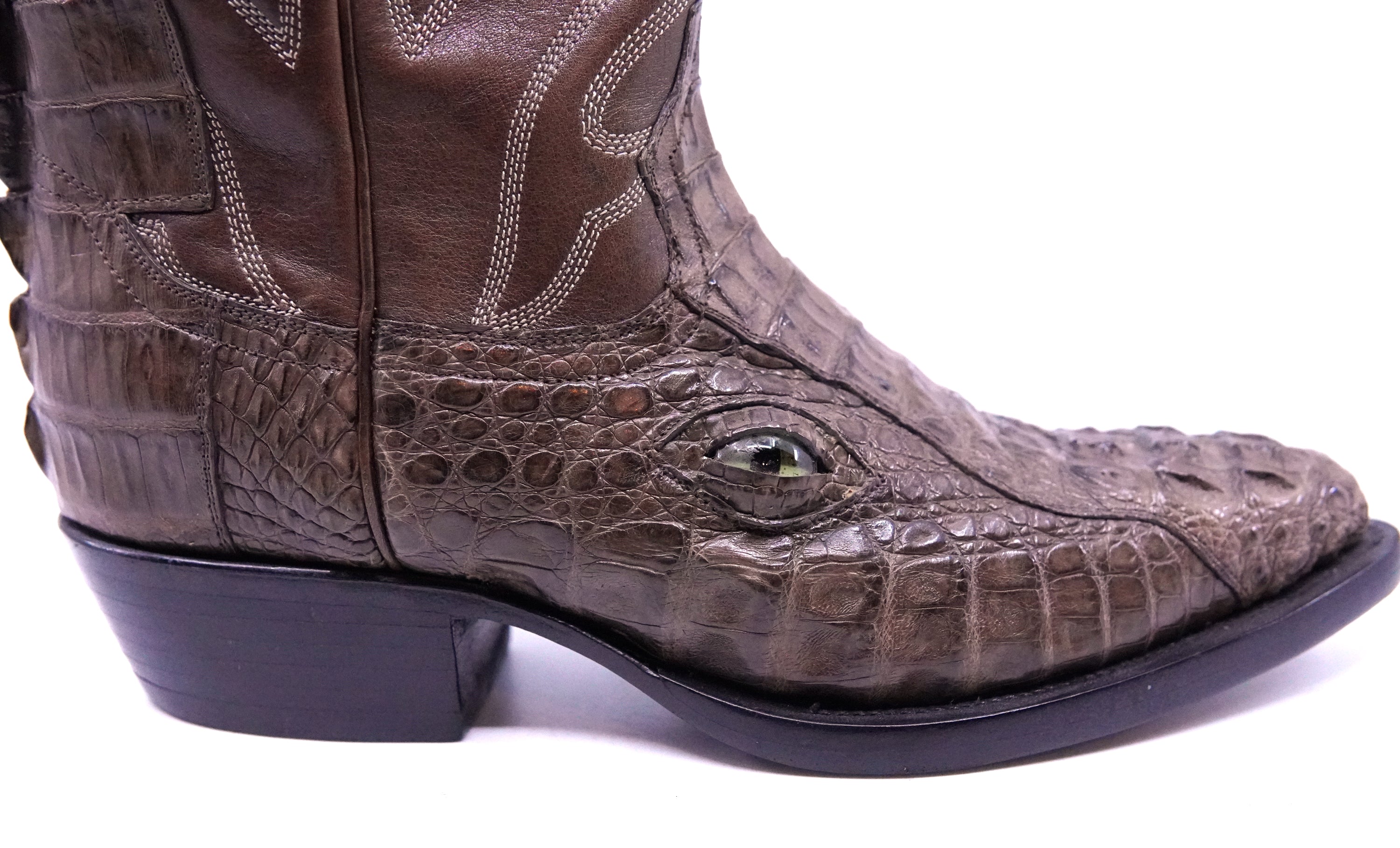 Hornback Caiman Boots with Eyes and Tails Men's 7.5 image 1