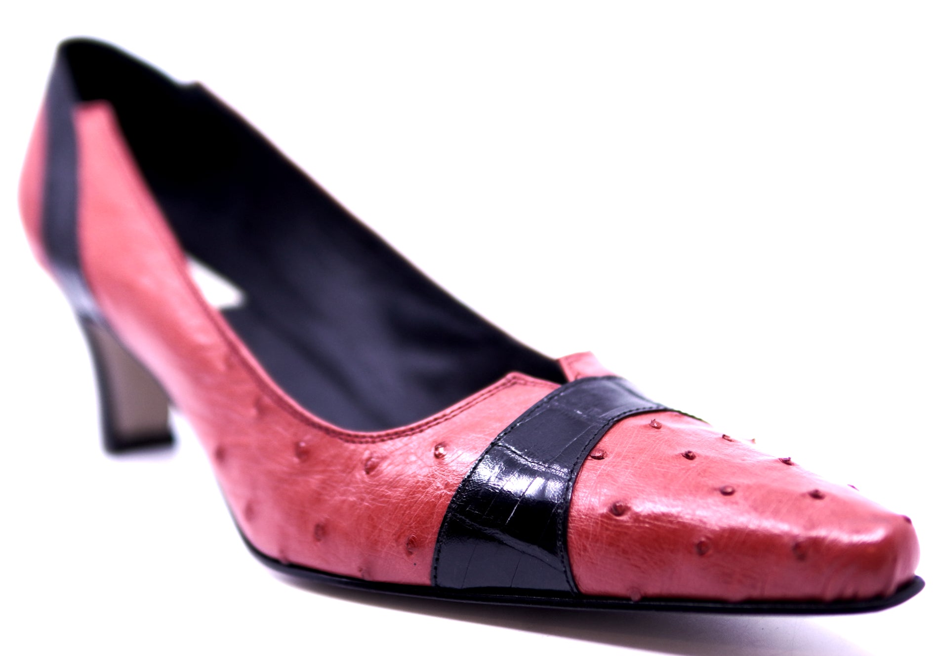 Red Ostrich & Black Alligator Heel image 2