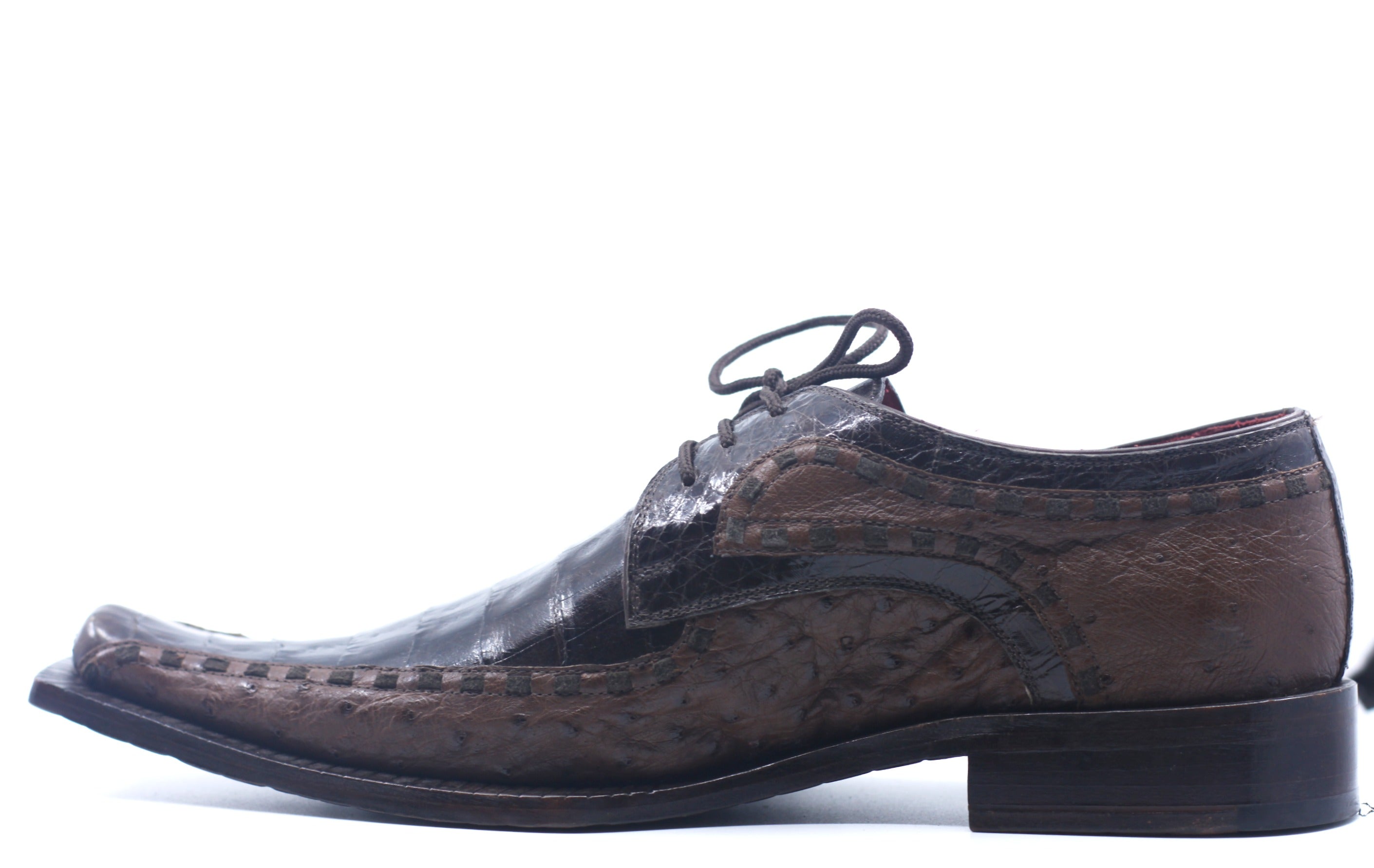 Brown Croc and Ostrich Dress Shoe US 10 image 2