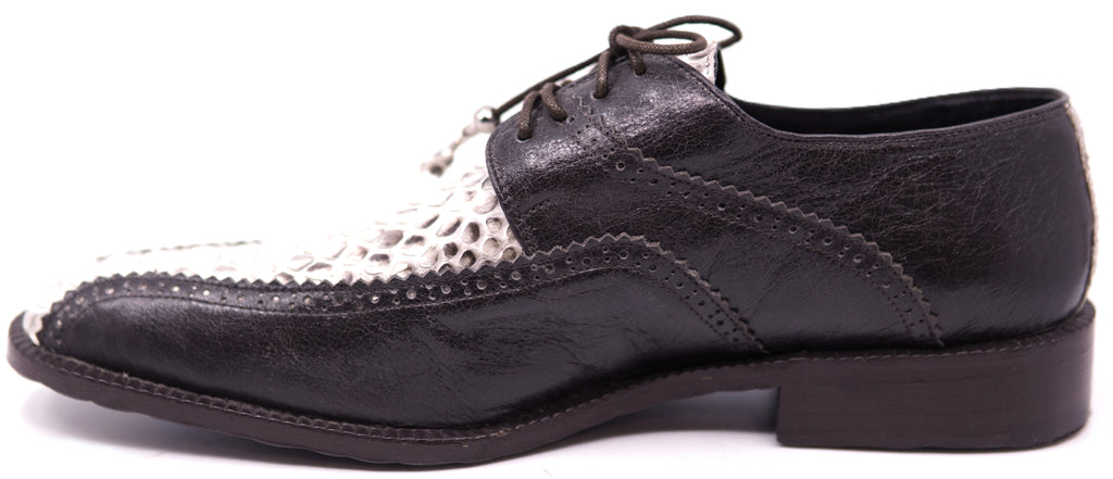 Genuine Dark Brown Leather & Snake Dress Shoe image 1