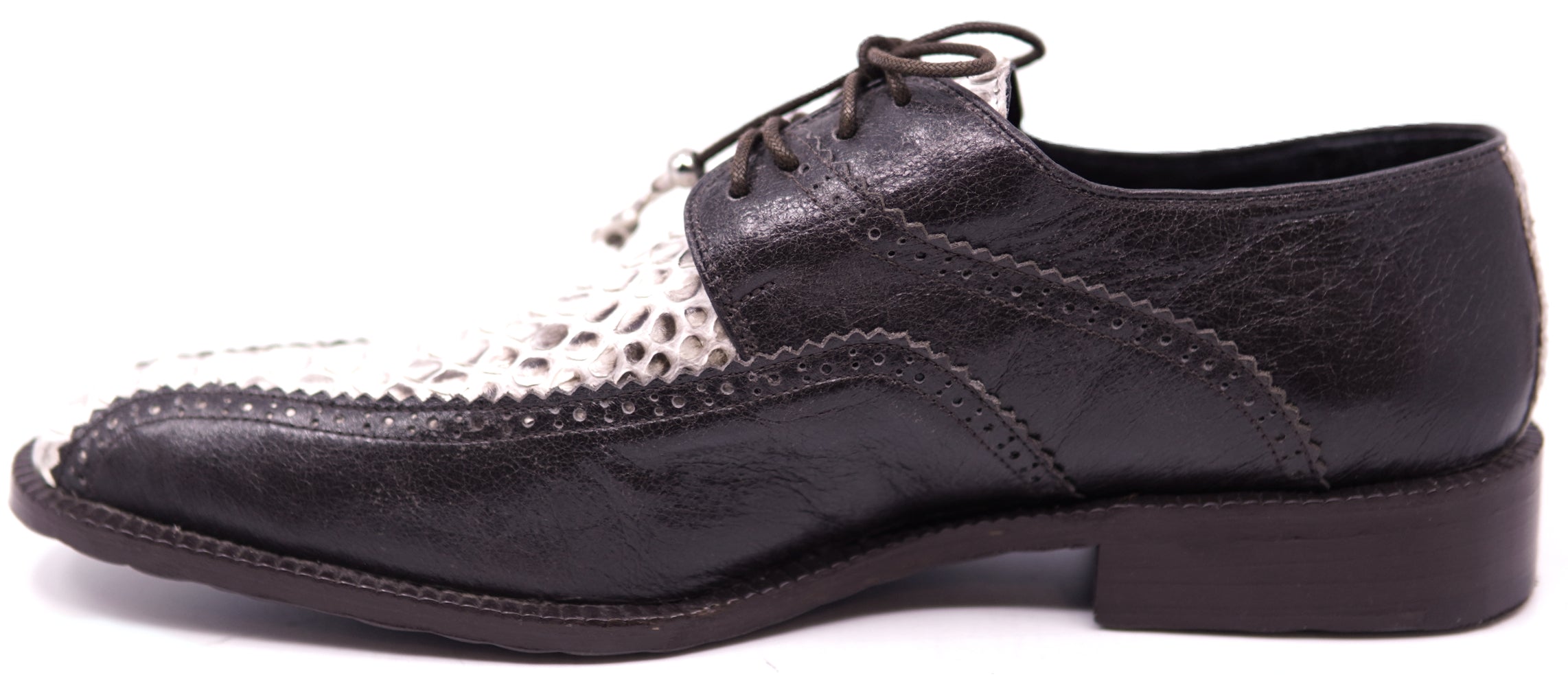 Genuine Dark Brown Leather & Snake Dress Shoe image 1