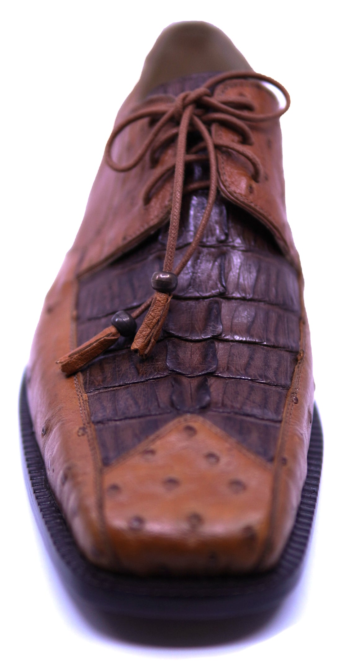 Cognac Ostrich & Brown Crocodile Tail Dress Shoe image 3