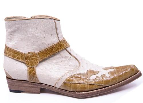 Beige Ostrich & ButterCup Alligator Botin image 0