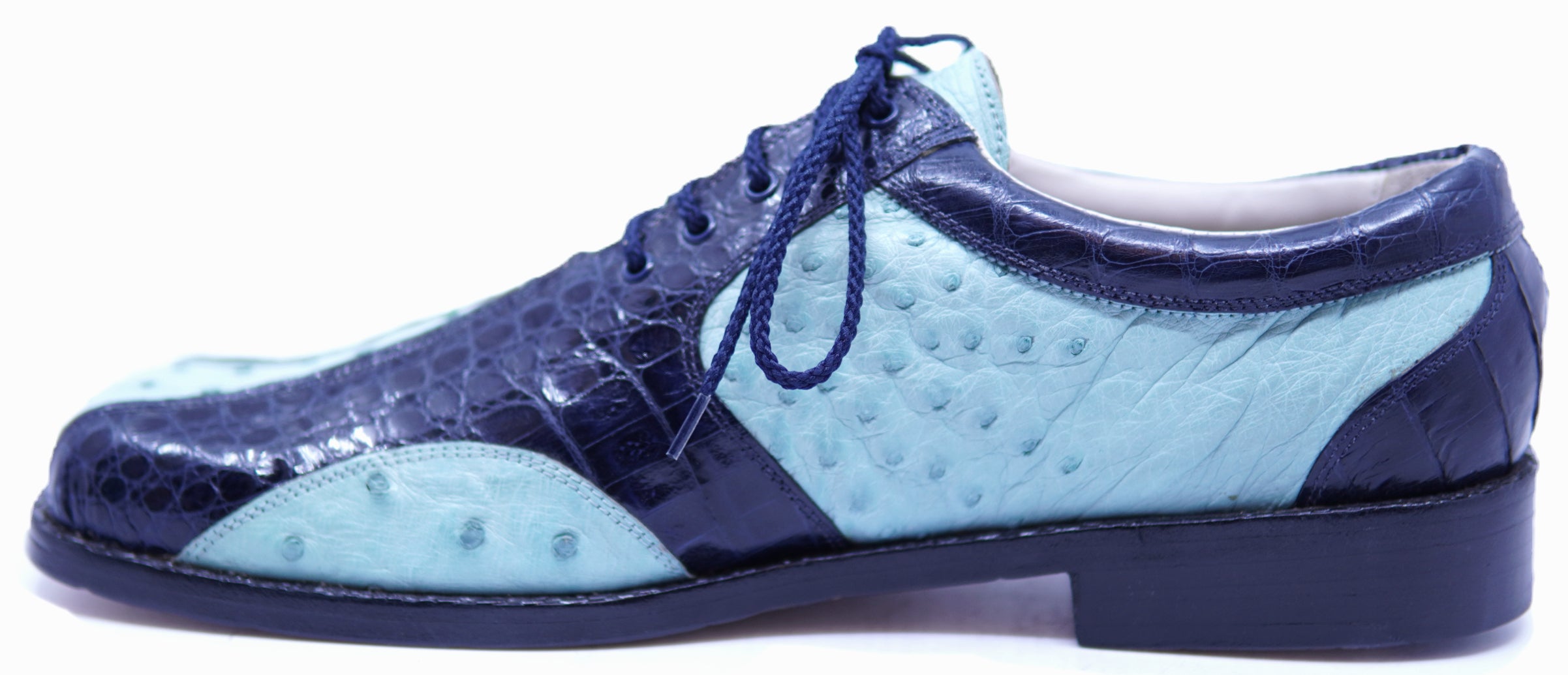 Genuine Navy Blue Alligator & Baby Blue Ostrich Dress Shoe image 1