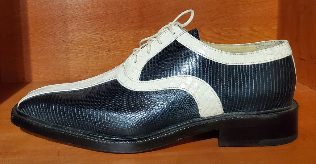 White Alligator & Navy Blue Lizard Dress Shoe image 1