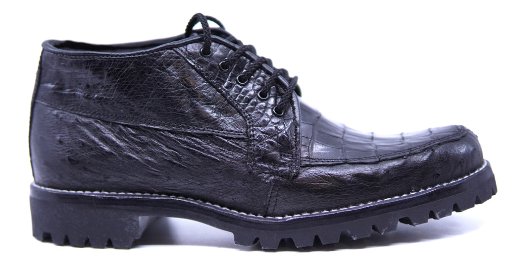 Ostrich & Caiman Belly Ankle Boot image 0