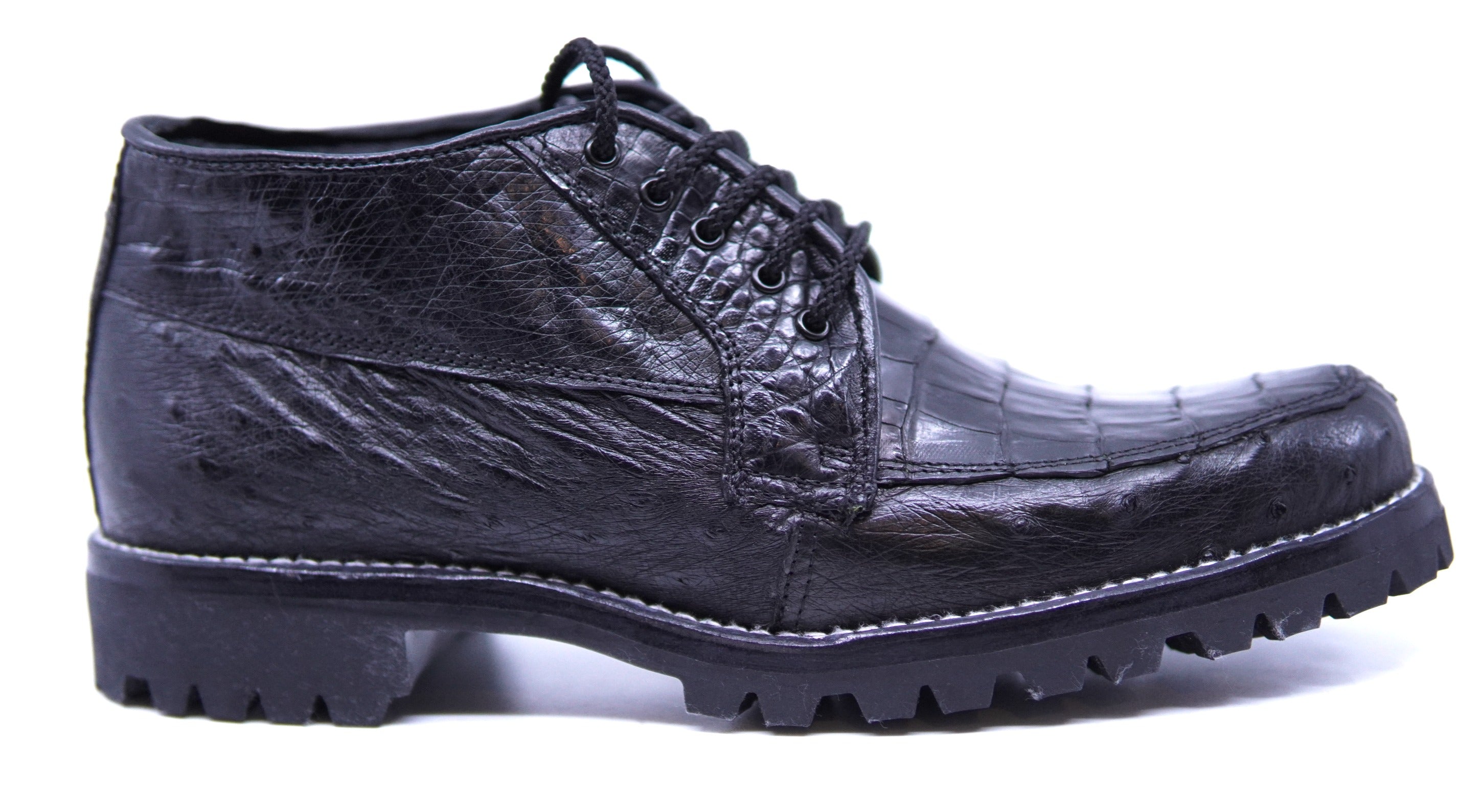 Ostrich & Caiman Belly Ankle Boot image 0
