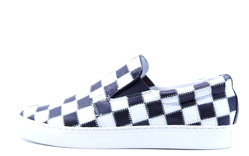 Tiled Black & White Leather Slip On US 10.5 image 2