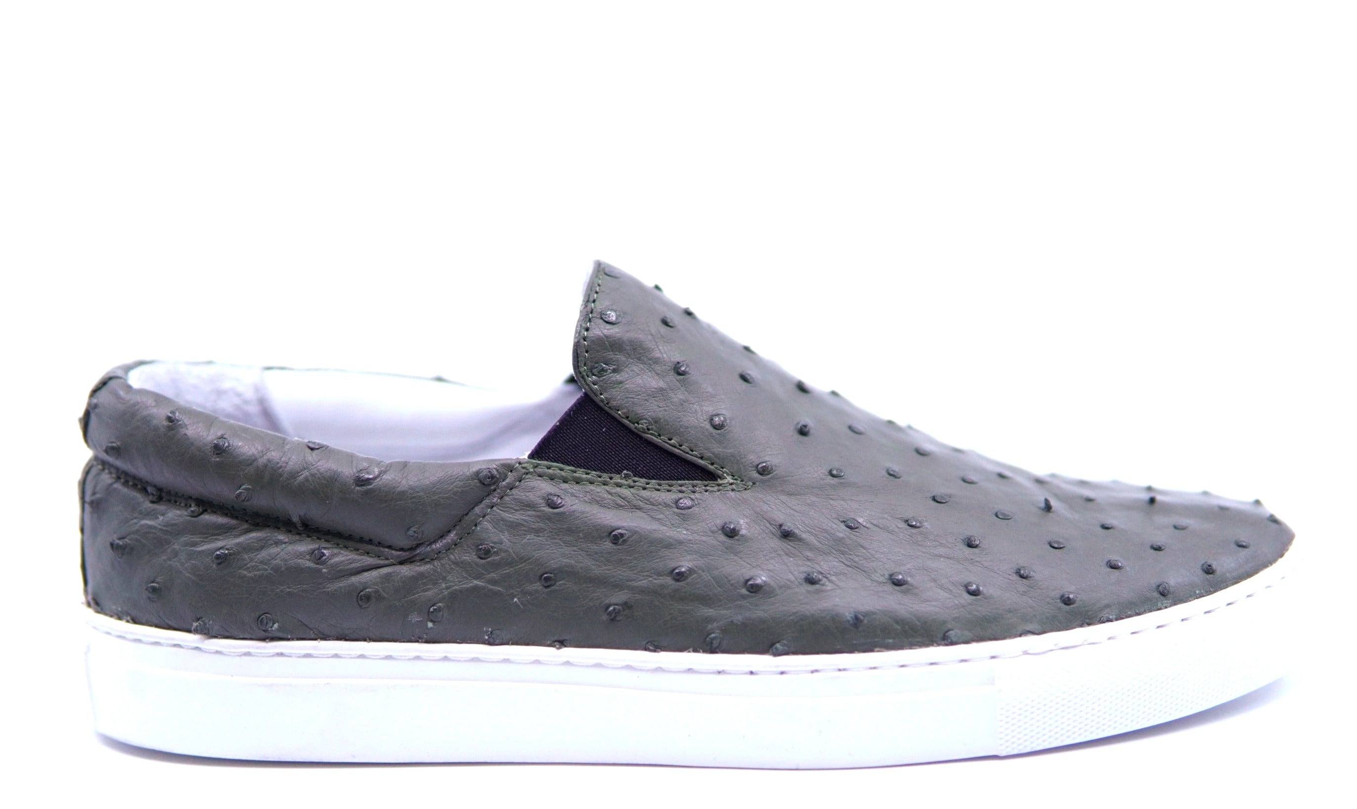 Olive Ostrich Slip On Sneakers US 9 image 0