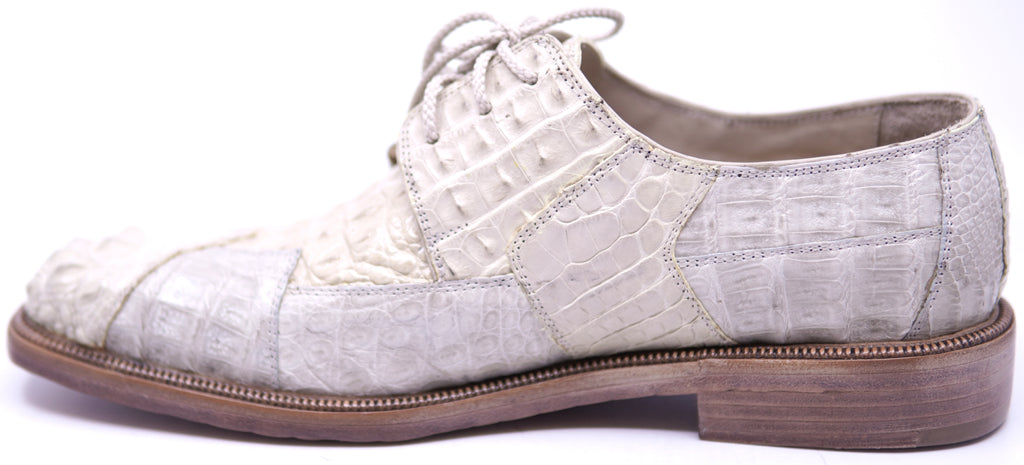 007 Light Gray & Beige Crocodile Hornback Dress Shoe image 1