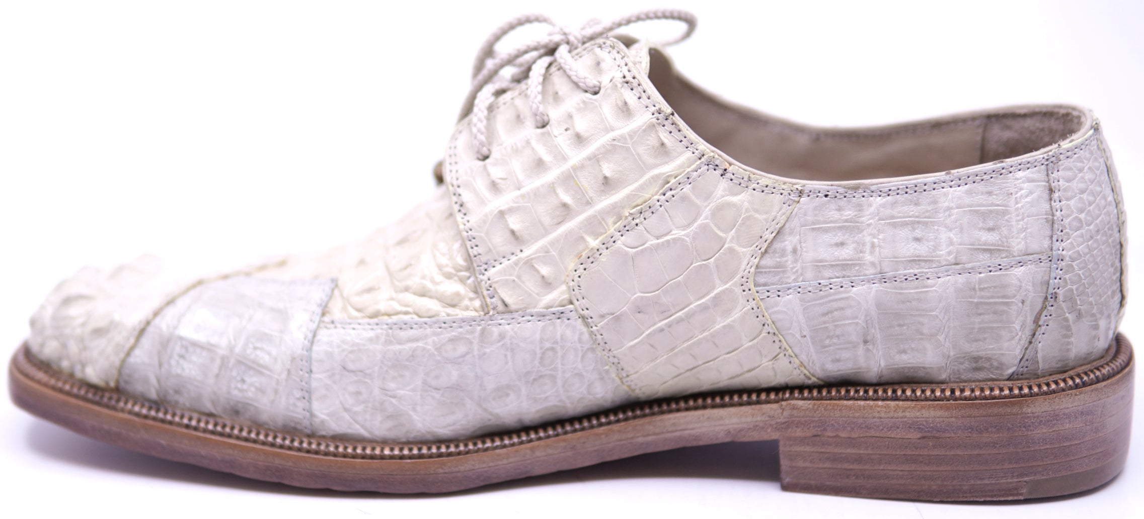 007 Light Gray & Beige Crocodile Hornback Dress Shoe image 1