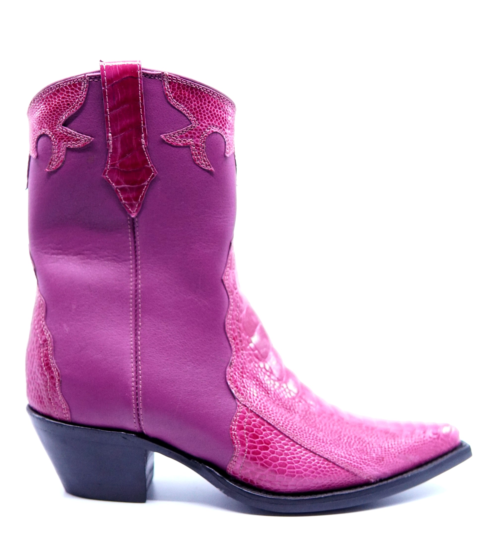 Pink Ostrich and Leather Short Boot US Women's 7.5 image 0