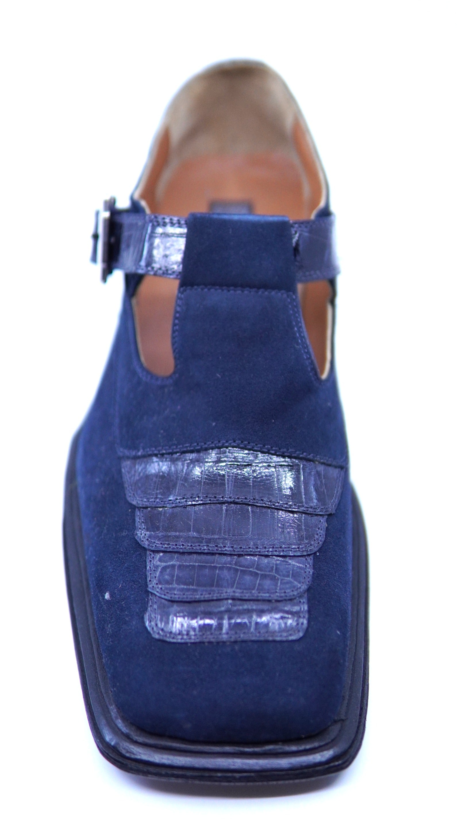 Suede & Croc Belly Sandals US 12.5 image 1