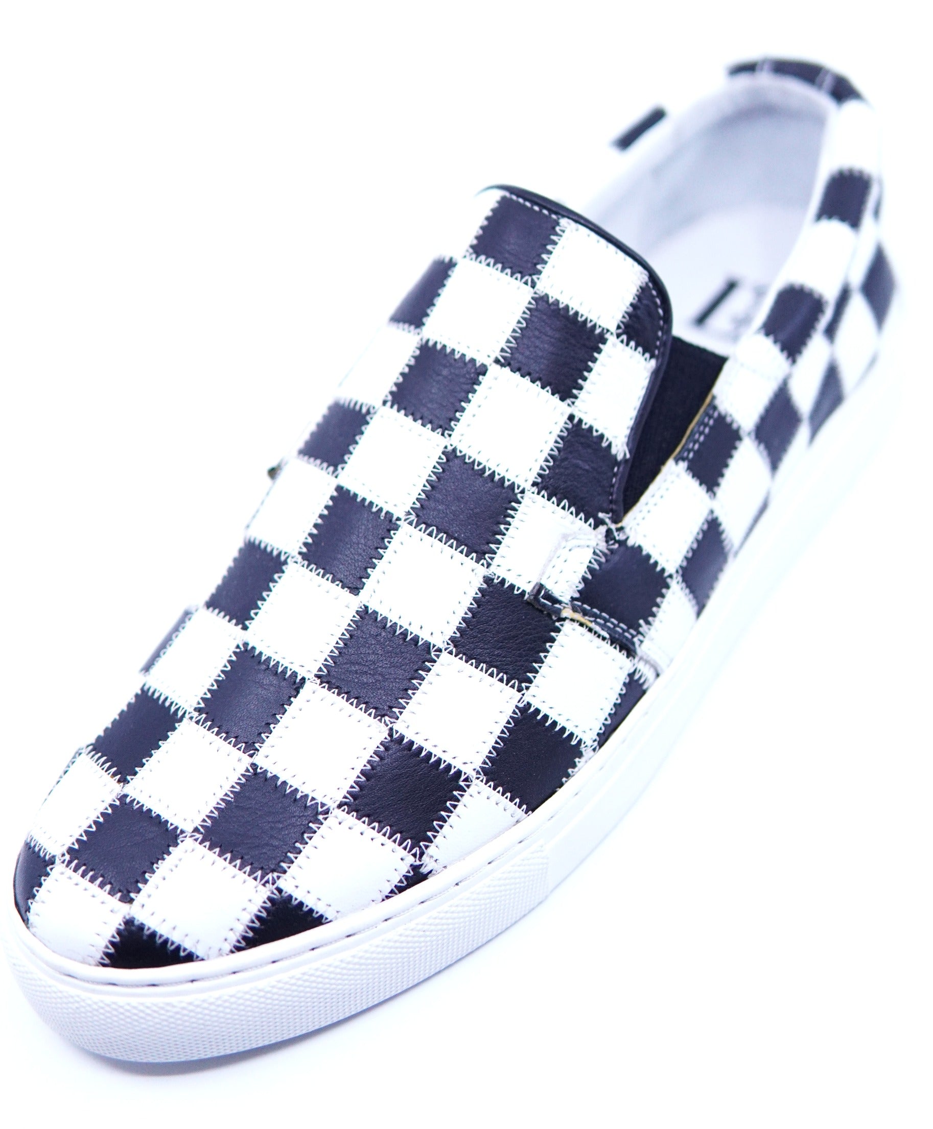 Tiled Black & White Leather Slip On US 10.5 image 3