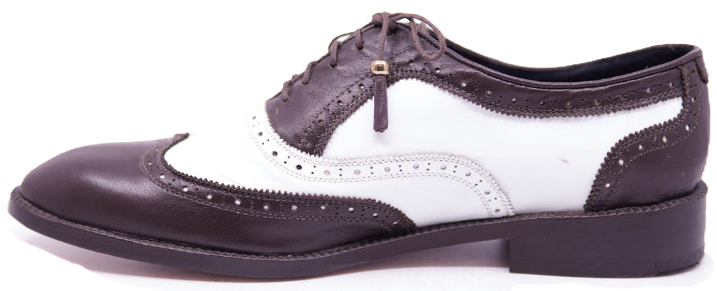 Genuine White & Brown Leather Wingtip Dress Shoe 12-US Men's image 1
