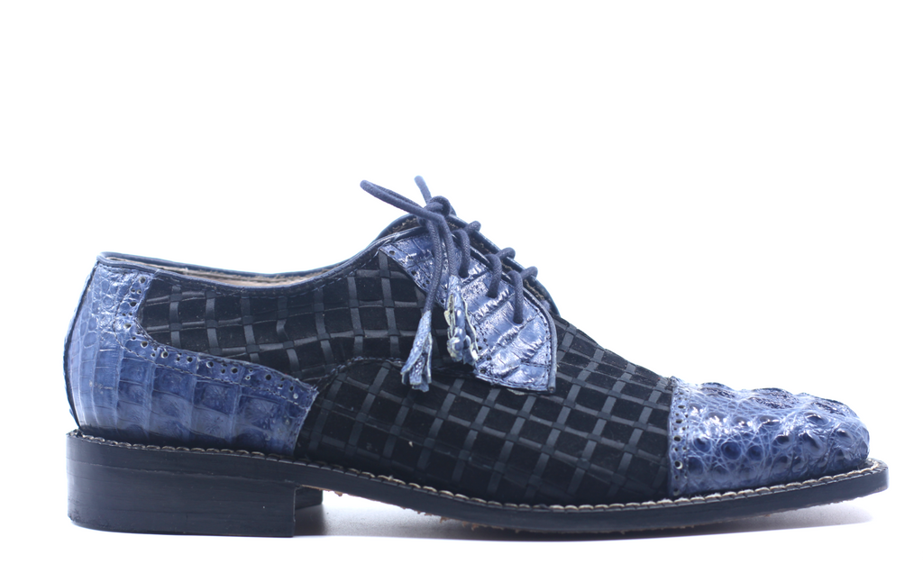 Navy Croc and Black Leather Dress Shoe US 9.5 image 0