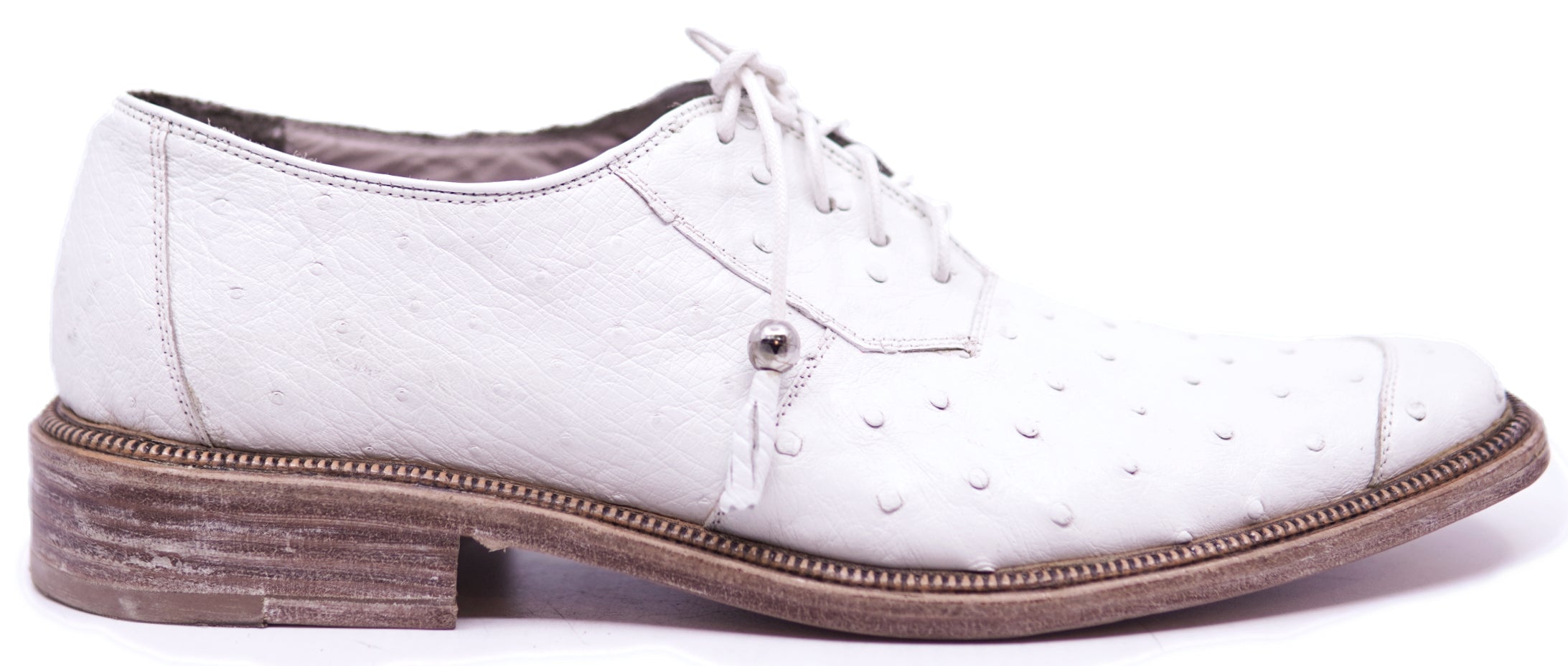 Full White Ostrich Dress Shoe image 0