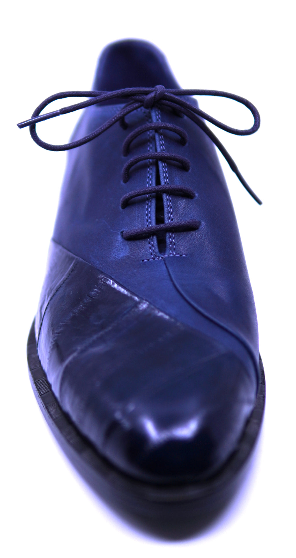 Navy Blue Leather & Eel Dress Shoe image 3