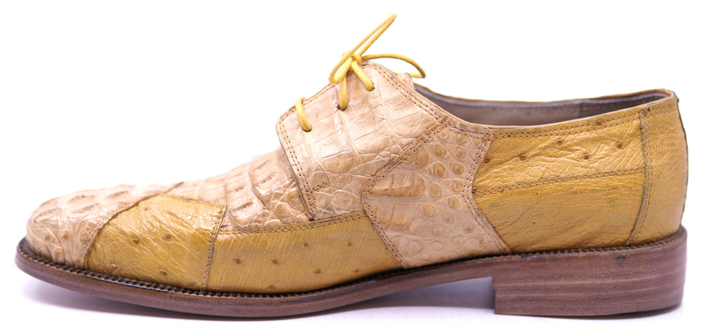 007 Buttercup Ostrich & Tan HB Croc Dress Shoe image 1