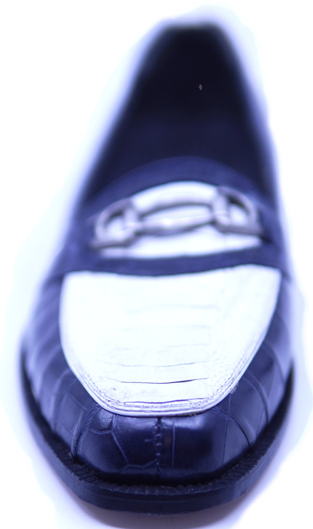 Genuine Navy Blue Alligator & White Ostrich Leg Loafer Dress Shoe image 3