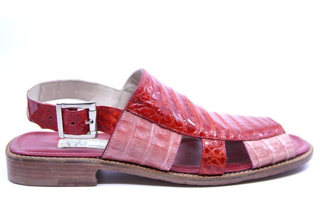 Pink & Red Crocodile Belly Sandals US 11 image 0