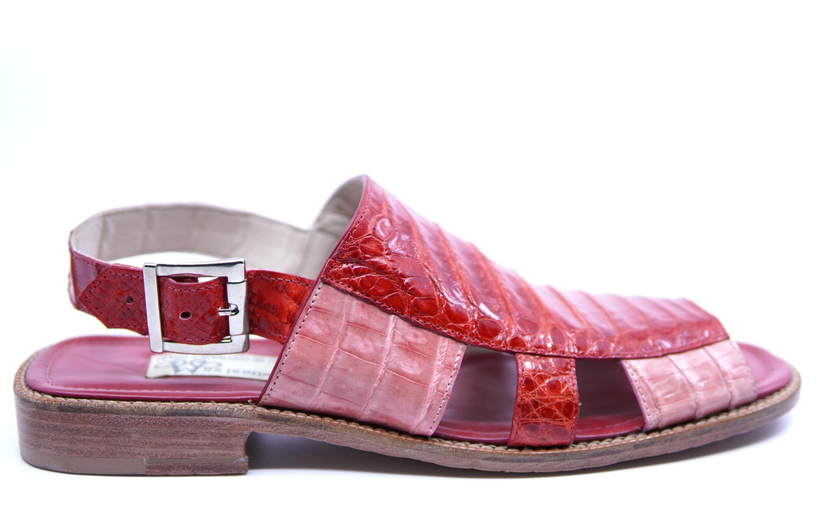 Pink & Red Crocodile Belly Sandals US 11 image 0