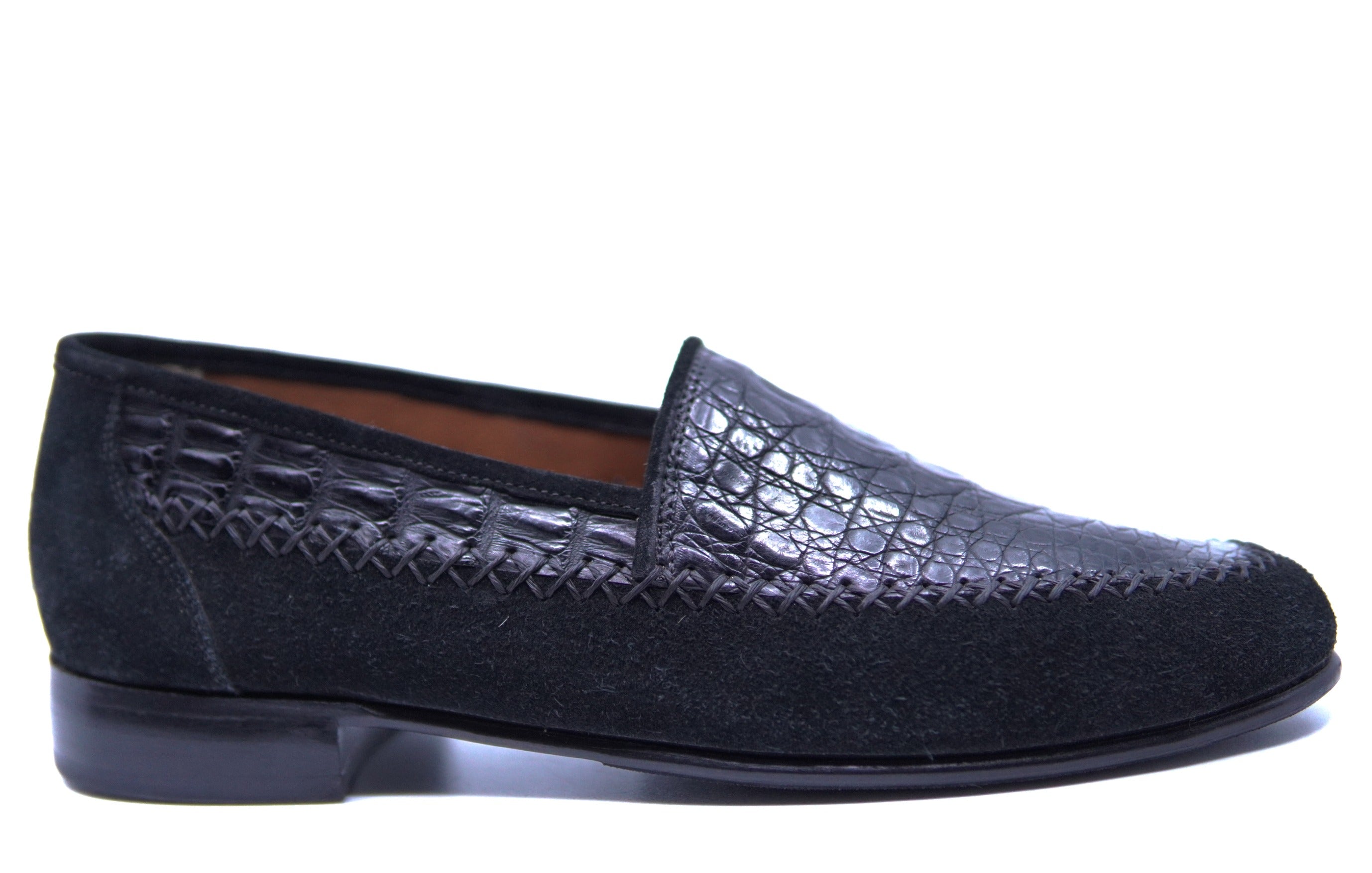 Suede and Crocodile Hand-stitched Loafer US Men's 9 image 0