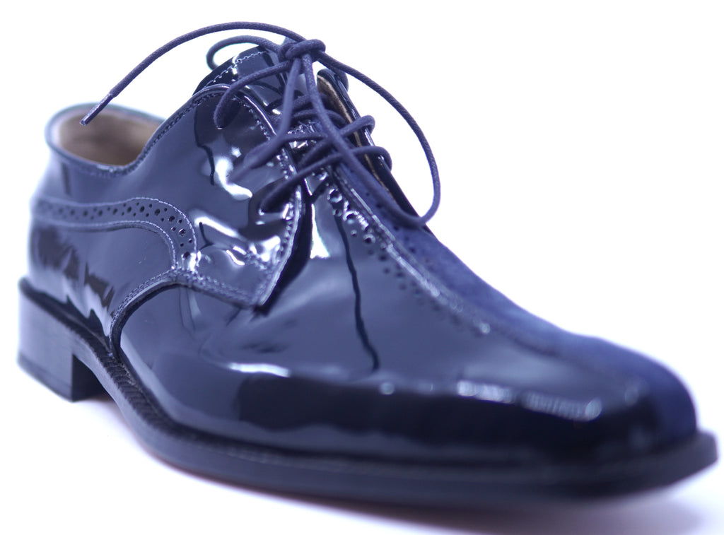Genuine Dark Navy Blue Patent & Suede Dress Shoe image 2