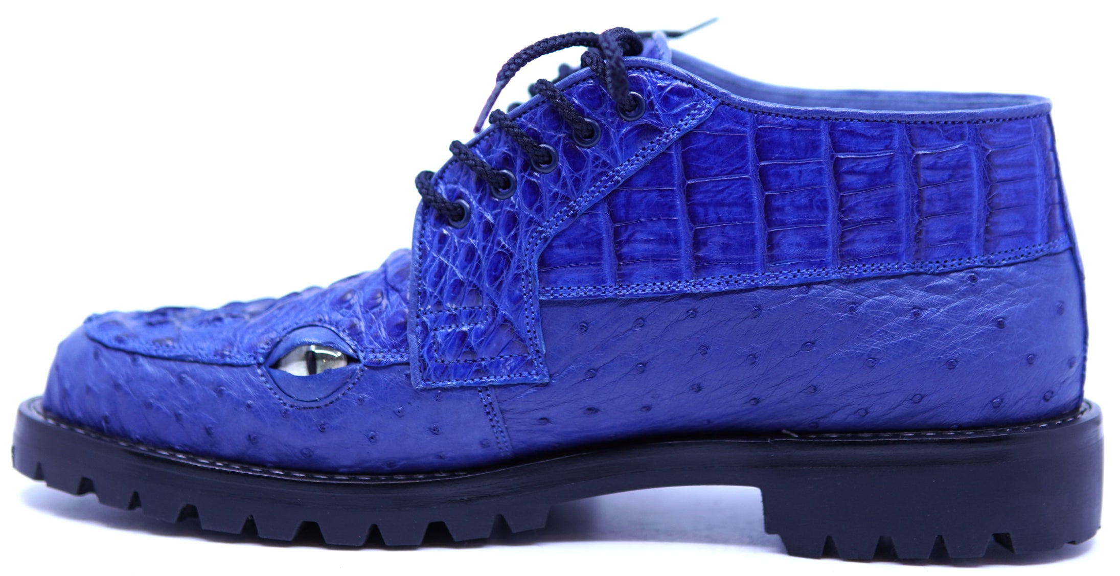 Genuine Royal Blue Crocodile HB & Ostrich 8D With Eyes 12-US Men's image 1