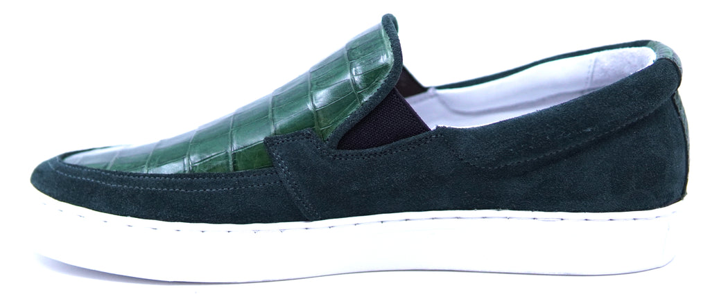 Crocodile & Suede Slip-On Sneakers image 1