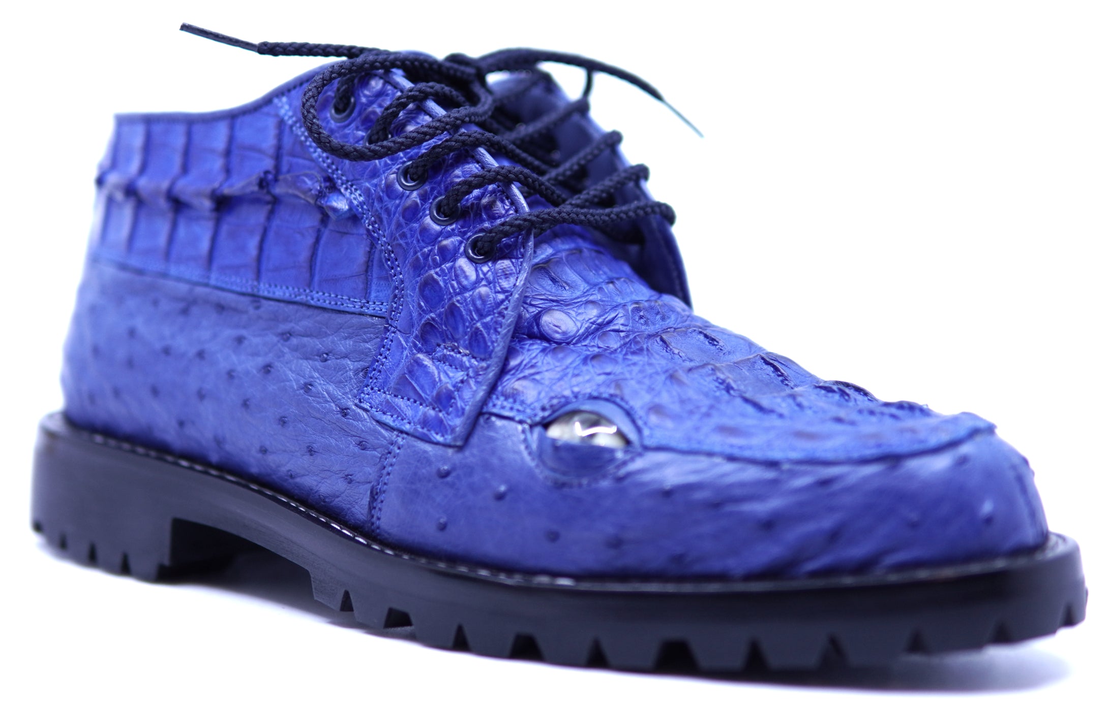 Genuine Royal Blue Crocodile HB & Ostrich 8D With Eyes 12-US Men's image 2