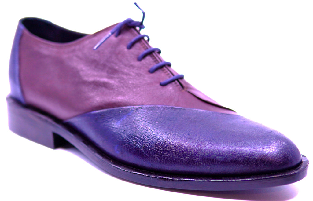 Burgundy Leather & Navy Blue Ostrich Dress Shoe image 1